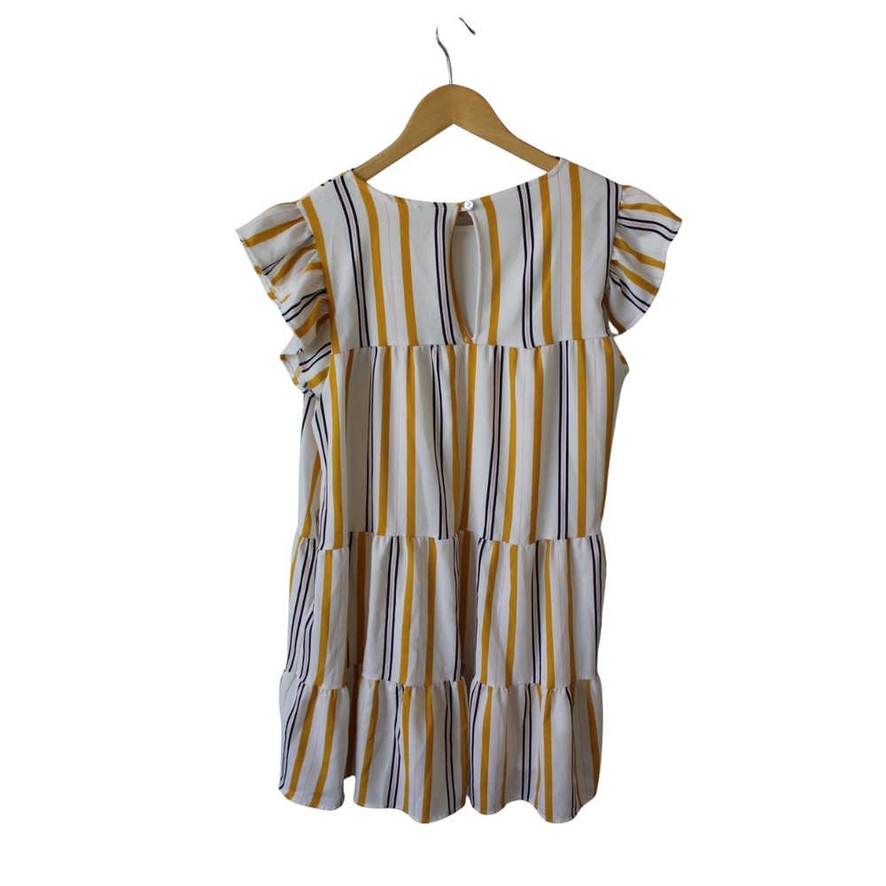 ALTAR'D STATE White Striped Ruffle Sleeve Mini Dress Womens Size M